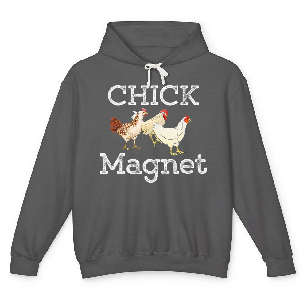 Funny Chicken Magnet Retro Farm Farmer Rooster Farming Chick Unisex Lightweight Hoodie