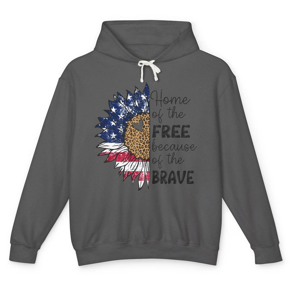 Sunflower 4th Of July Home Of The Free Because Of The Brave Unisex Lightweight Hoodie