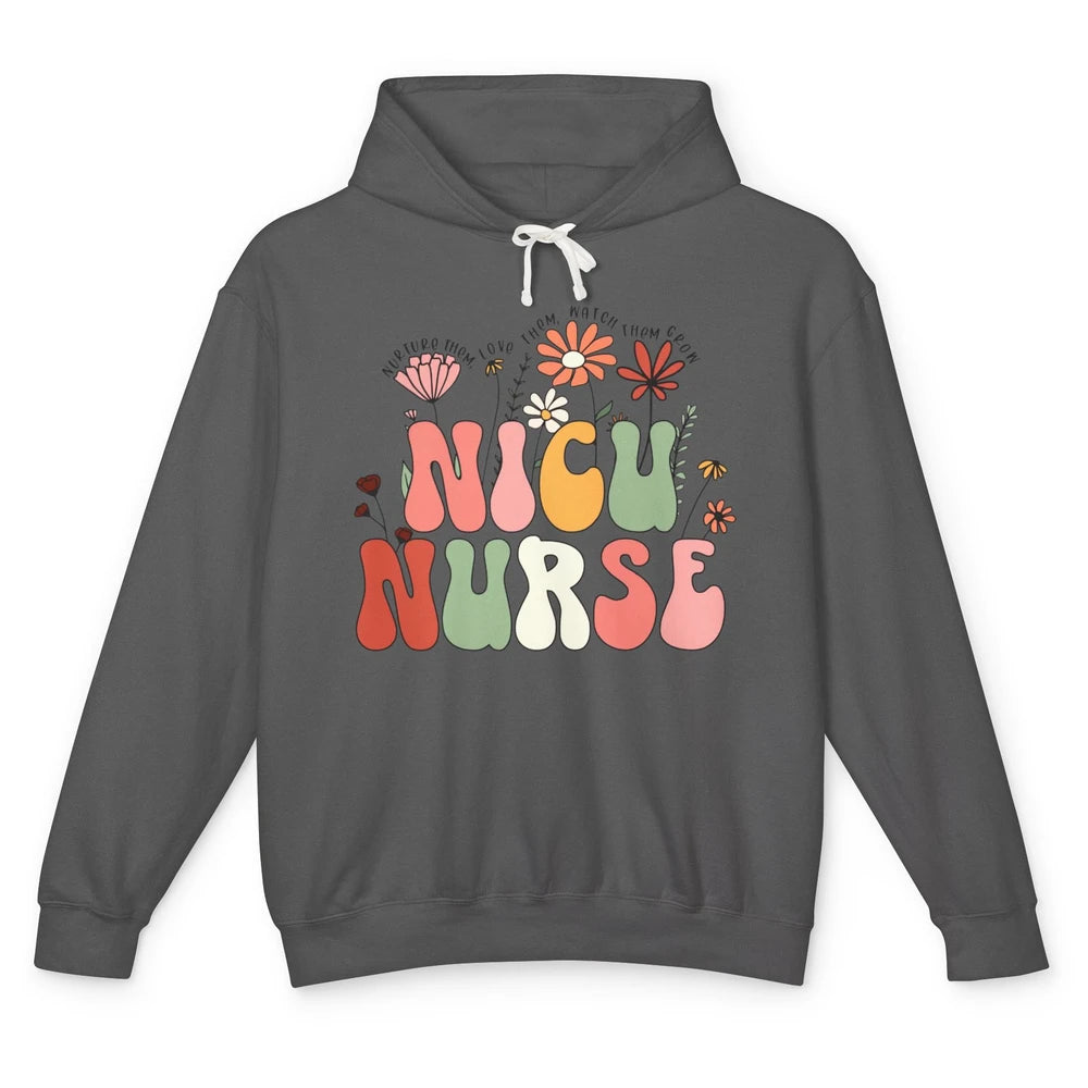 NICU Nurse Wildflower Neonatal Nurse Baby Nurse Appreciation Unisex Lightweight Hoodie