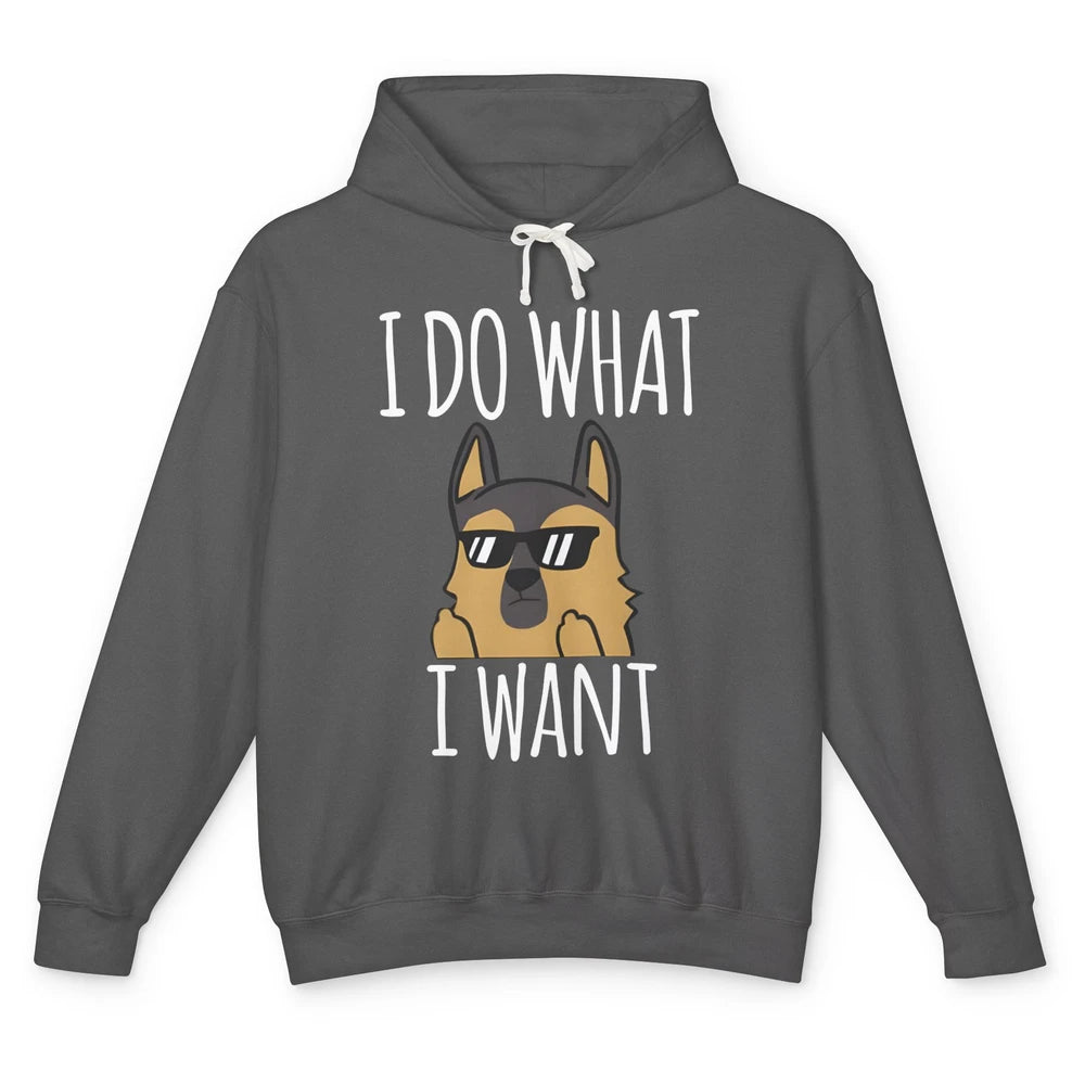 Naughty German Shepherd Glasses I Do What I Want Dog Mom Unisex Lightweight Hoodie