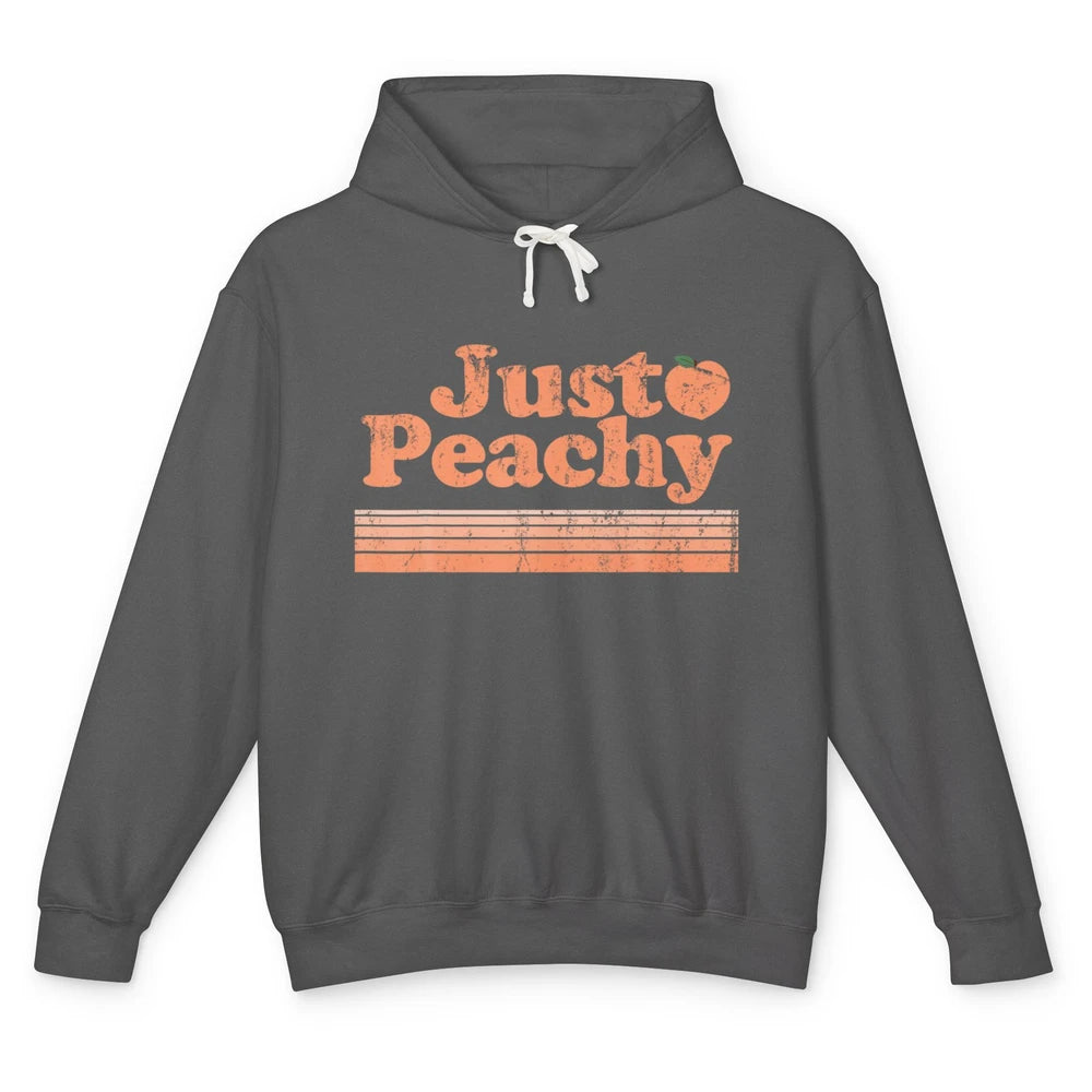 Just Peachy Retro 70s Georgia Peaches Summer Fruit Vegan Unisex Lightweight Hoodie