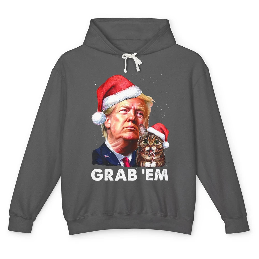 Funny Trump Cat Santa Grab' Em Trump Lovers Christmas Unisex Lightweight Hoodie