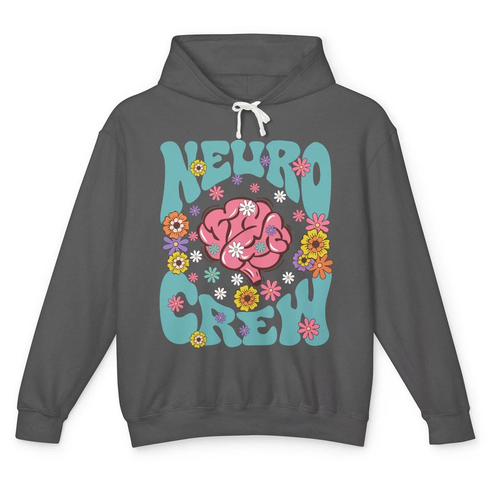 Retro Floral Neuro Crew Nurse Life Neurologist Neuroscience Unisex Lightweight Hoodie