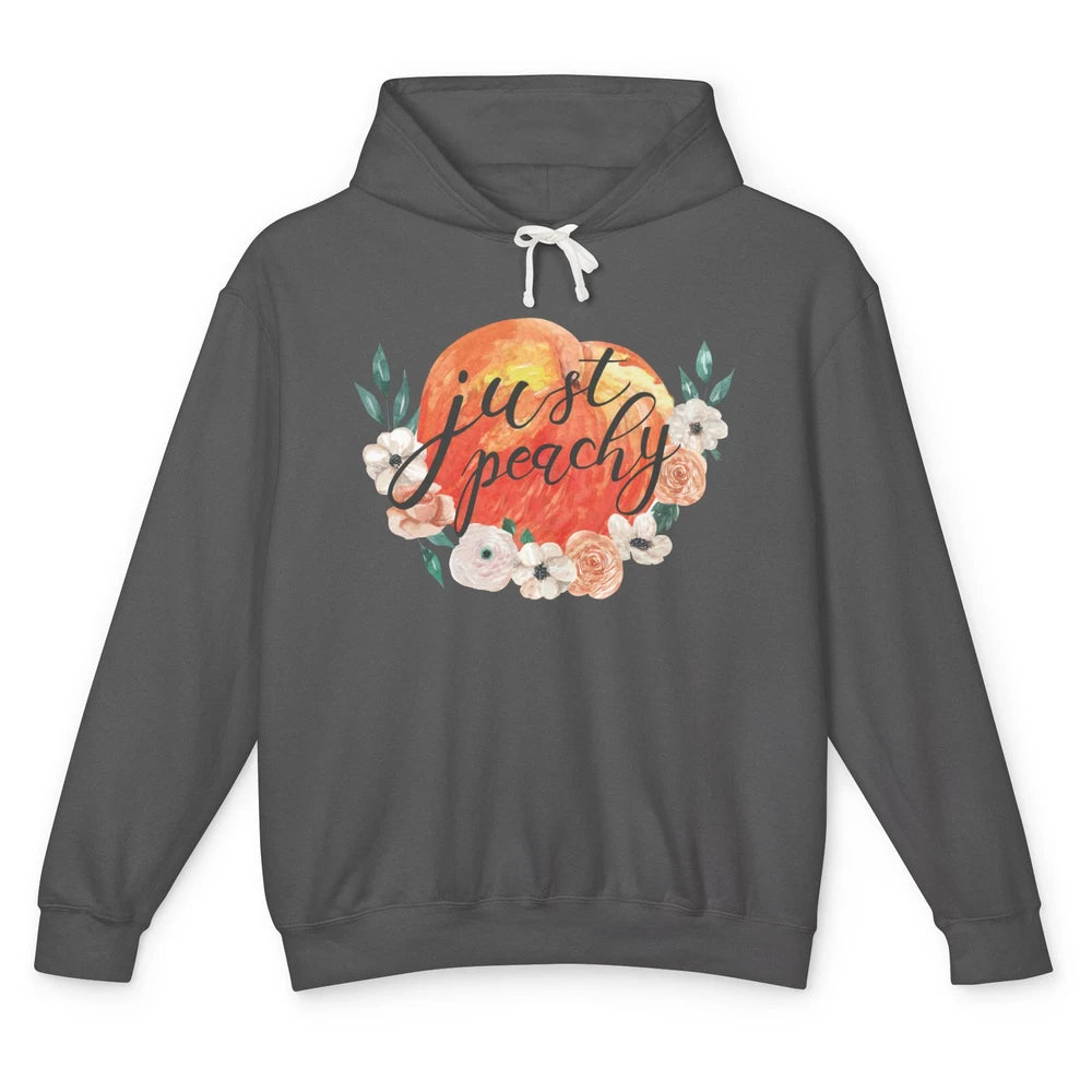 Just Peachy Retro 70s Georgia Peaches Summer Fruit Unisex Lightweight Hoodie