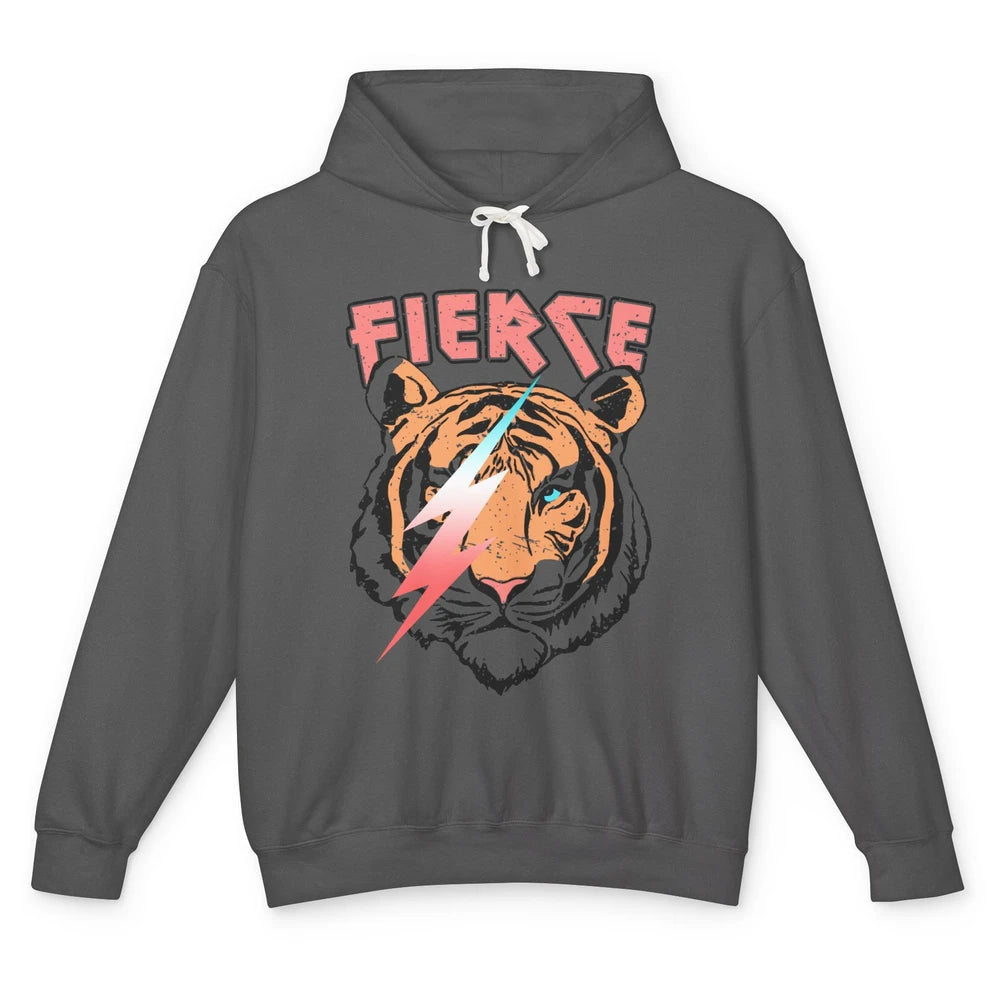 Retro Tiger Lightning Bolt Fierce Western Country Lighting Unisex Lightweight Hoodie