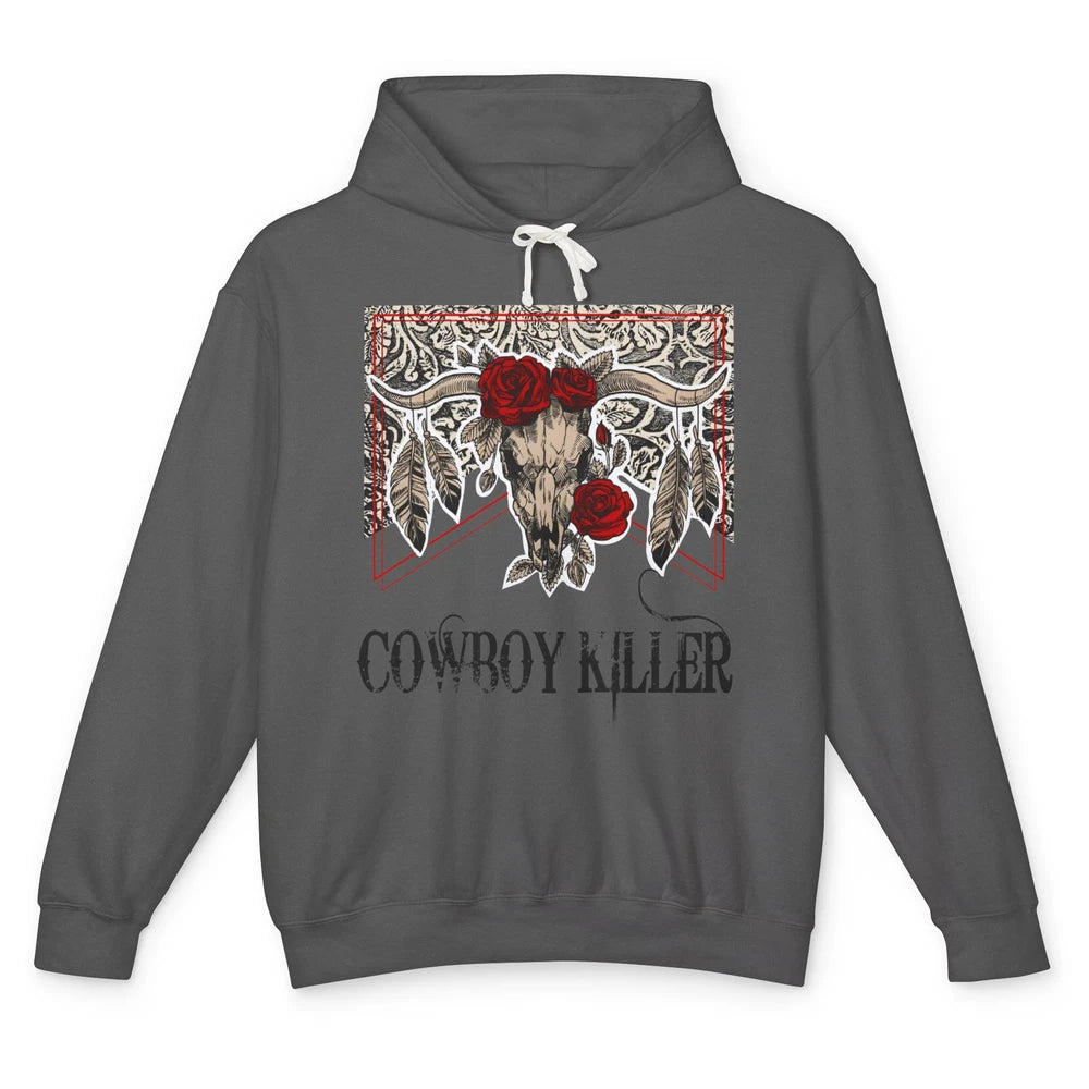 Texas Floral Skull Cowboy Killer Western Country Vintage Unisex Lightweight Hoodie