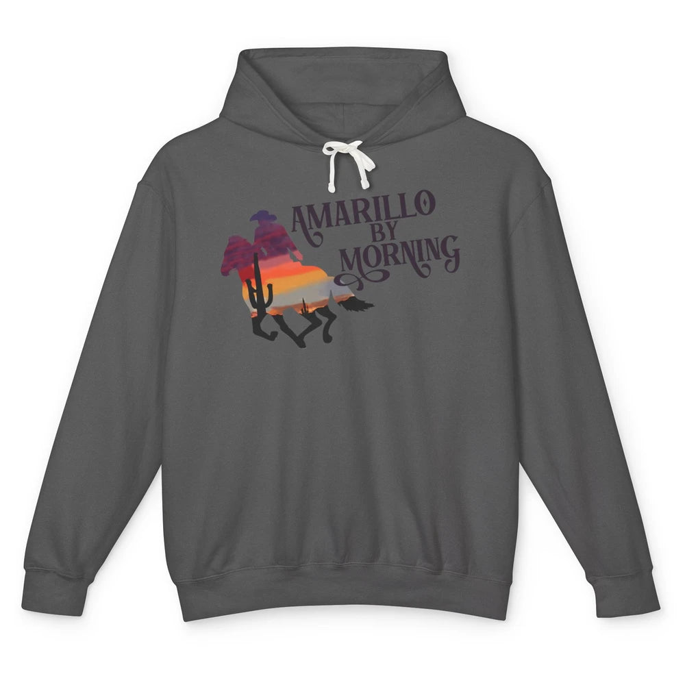 Retro Sunset Cowboy Amarillo By Morning Western Country Unisex Lightweight Hoodie