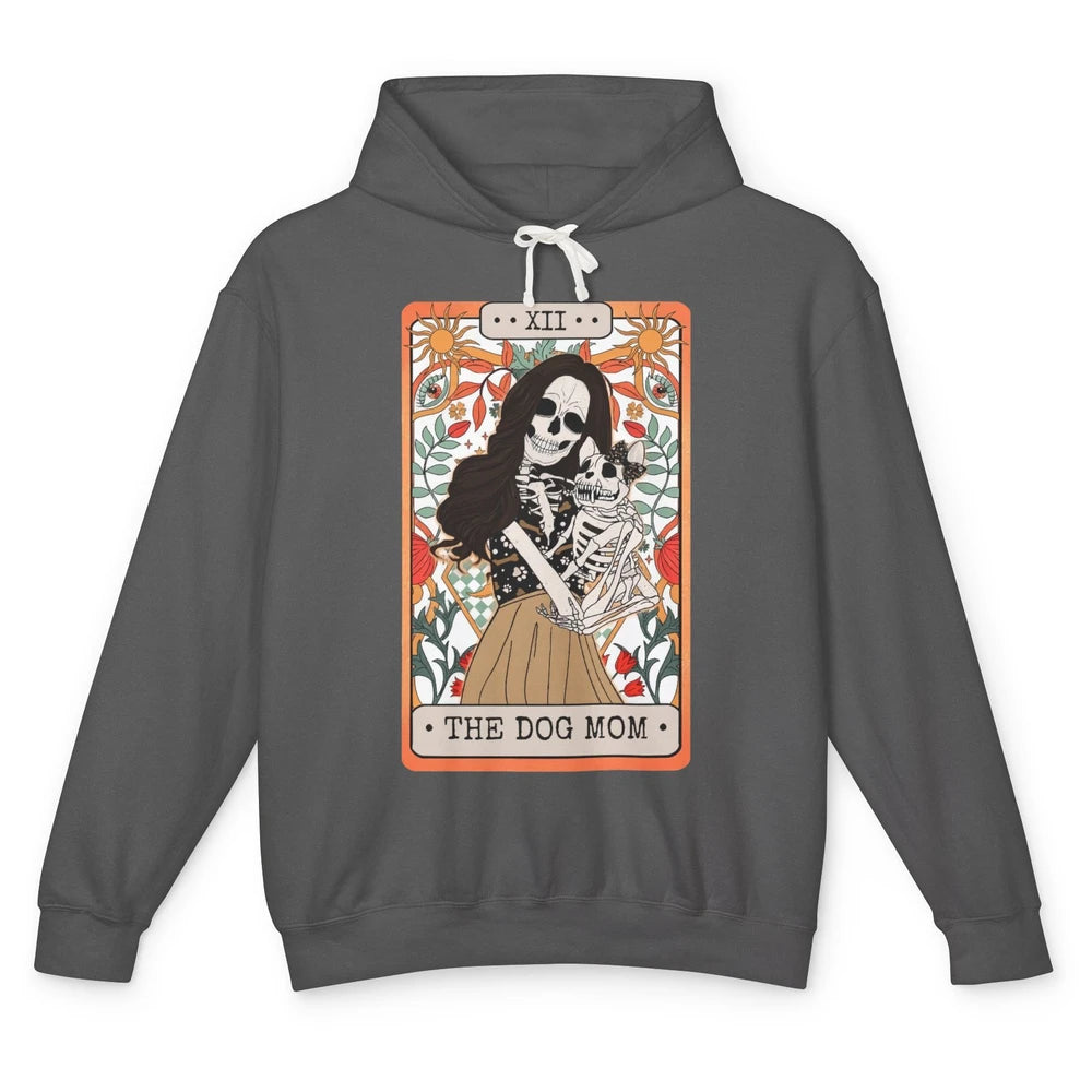 Retro Skeleton Tarot Card The Dog Mom Halloween Dog Lovers Unisex Lightweight Hoodie