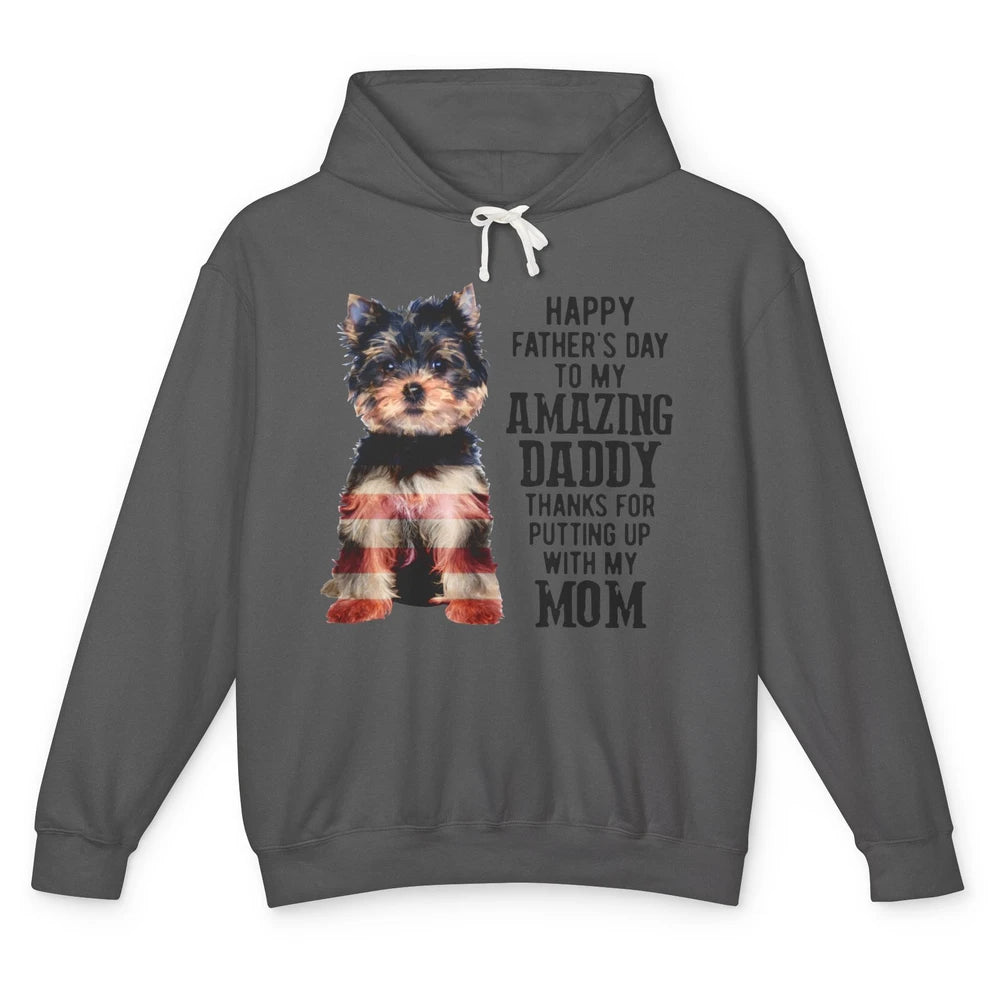 Yorkshire Terrier Fathers Day To My Amazing Dad Yorkie Lover Unisex Lightweight Hoodie