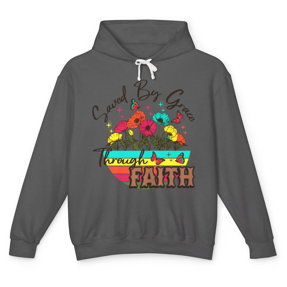 Christian Saved By Grace Through Faith Bible Verse Religious Unisex Lightweight Hoodie