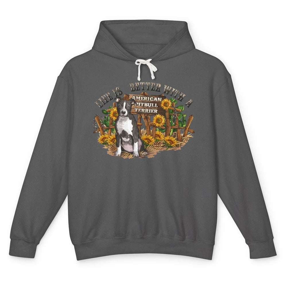 Sunflower Life Is Better With American Pitbull Terrier Mom Unisex Lightweight Hoodie