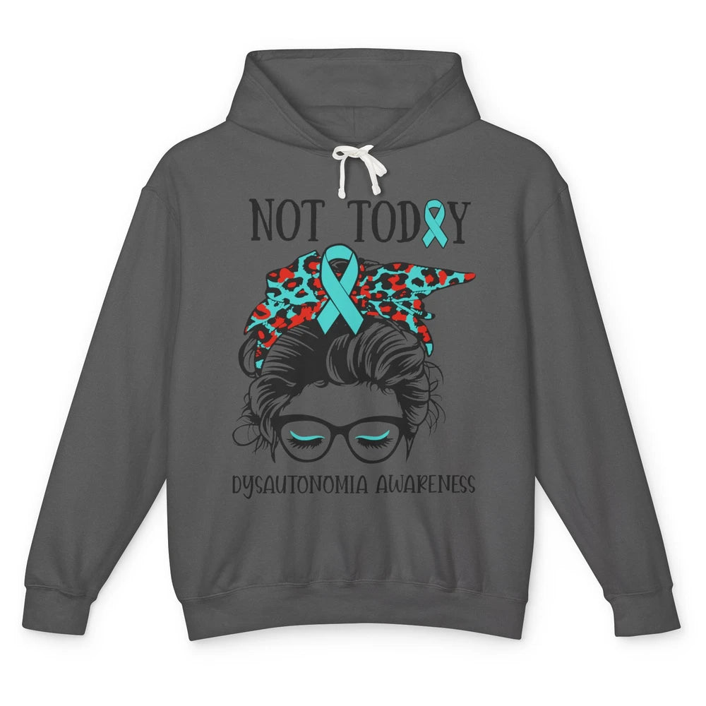 Dysautonomia Awareness Ribbon Not Today Messy Bun Leopard Unisex Lightweight Hoodie