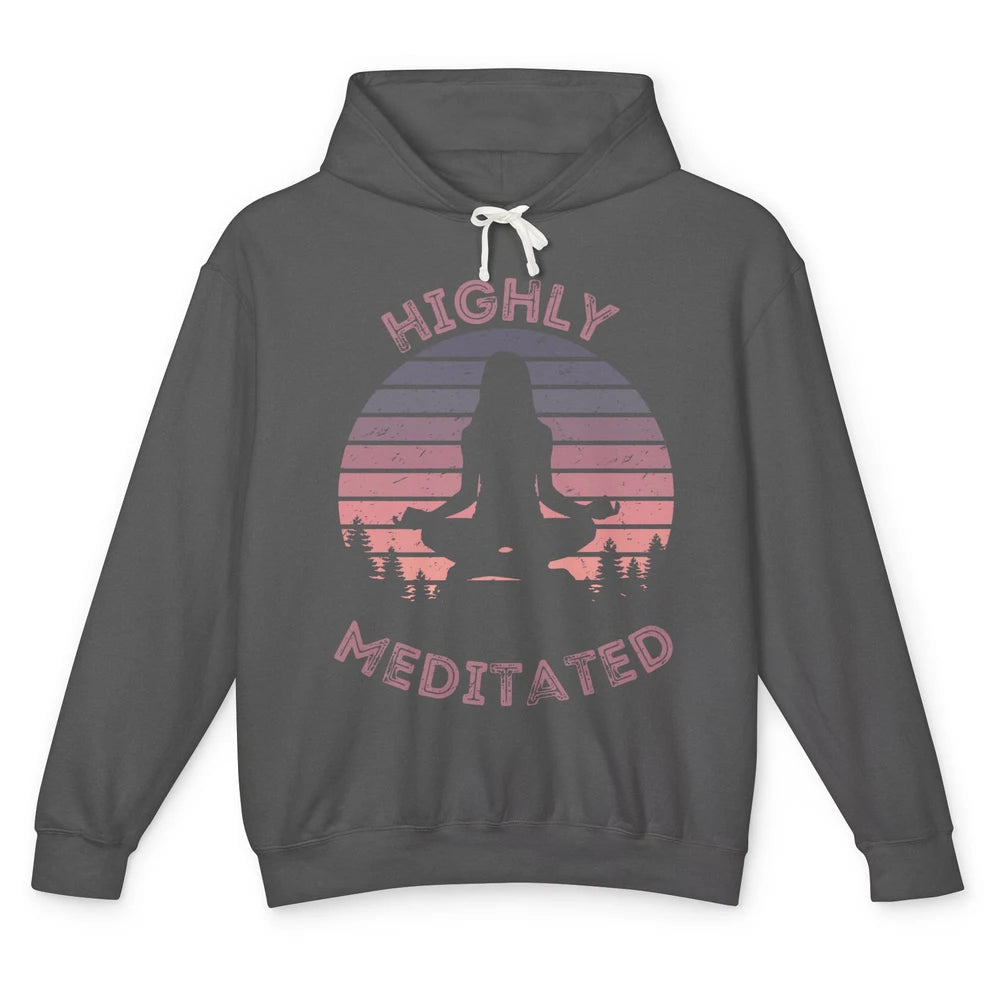 Vintage Woman Doing Yoga Highly Meditated Meditation Lovers Unisex Lightweight Hoodie