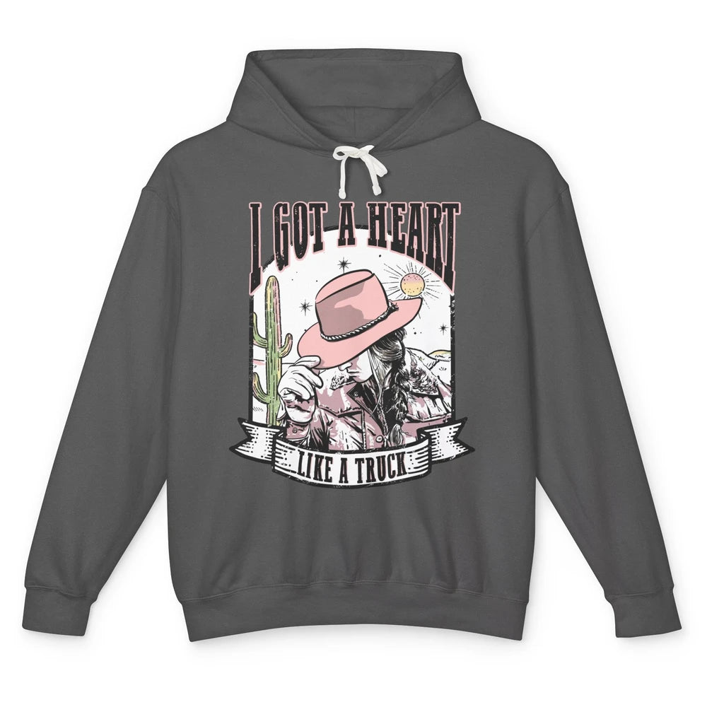 Retro Desert Cowgirl I Got A Heart Like A Truck Western Unisex Lightweight Hoodie