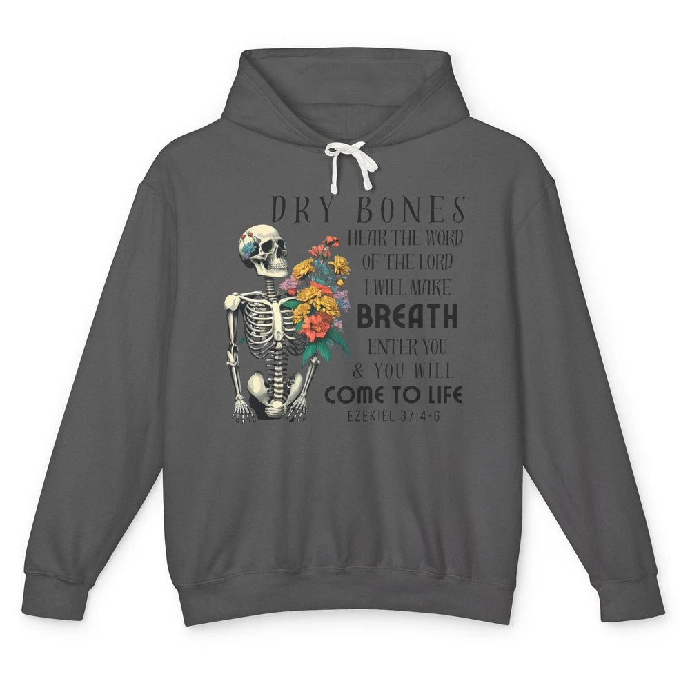 Floral Skeleton Dry Bones Come Alive Christian Halloween Unisex Lightweight Hoodie