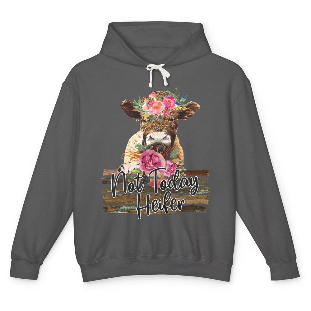 Floral Baby Cow Not Today Heifer Cow Lovers Farmer Gift Unisex Lightweight Hoodie