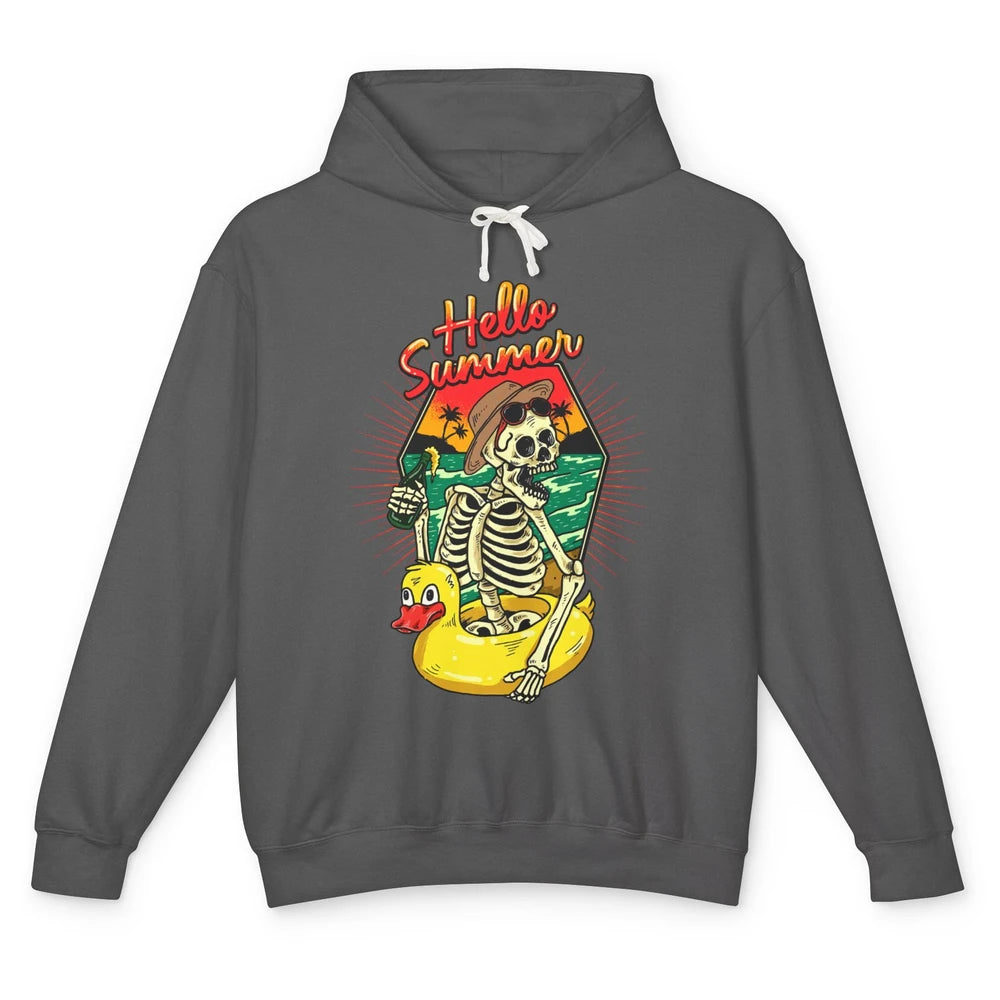 Summer Vibes Skeleton Funny Skeleton On Beach Sunset Unisex Lightweight Hoodie