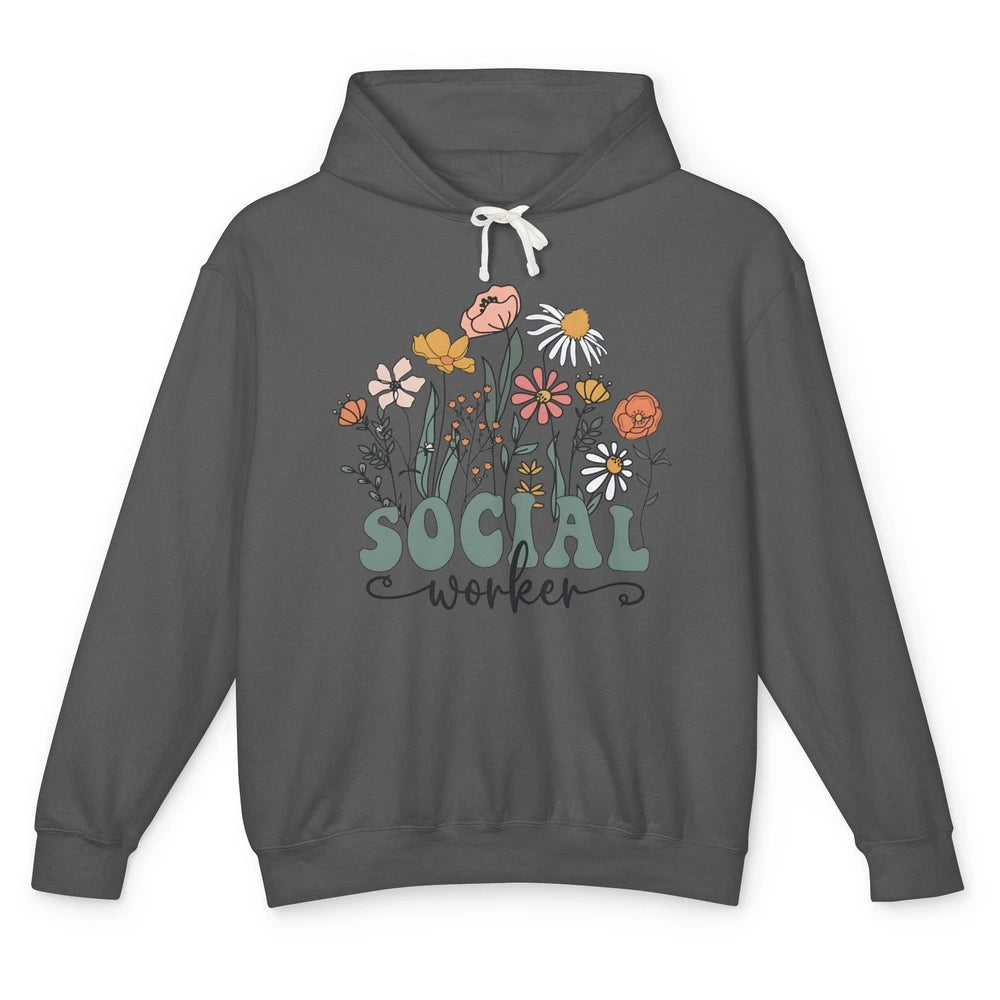 Social Worker Wildflower School Social Worker Teacher Gift Unisex Lightweight Hoodie