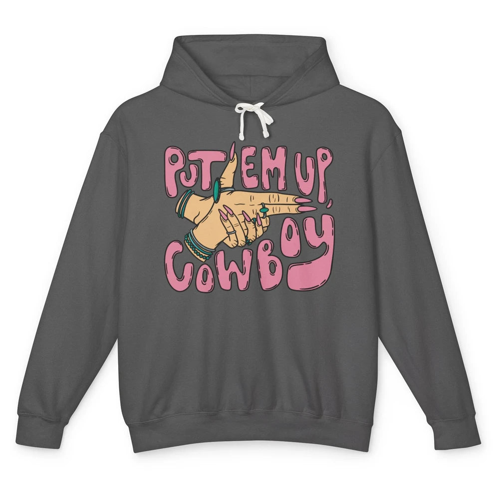 Retro Turquoise Cowgirl Hands Put 'Em Up Cowboy Western Girl Unisex Lightweight Hoodie