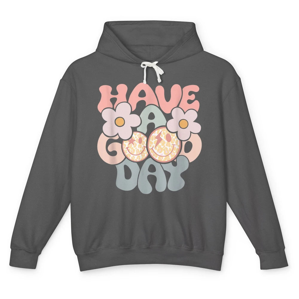 Smiling Face Daisy Have Good Day Retro Positive Motivation Unisex Lightweight Hoodie