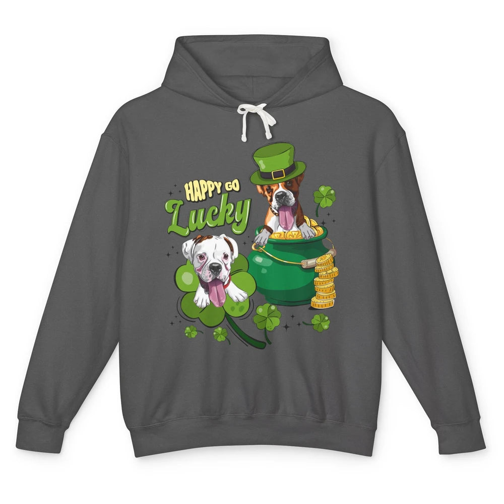 Happy Go Lucky Boxer St Patrick's Day Lucky Boxer Dog Irish Unisex Lightweight Hoodie