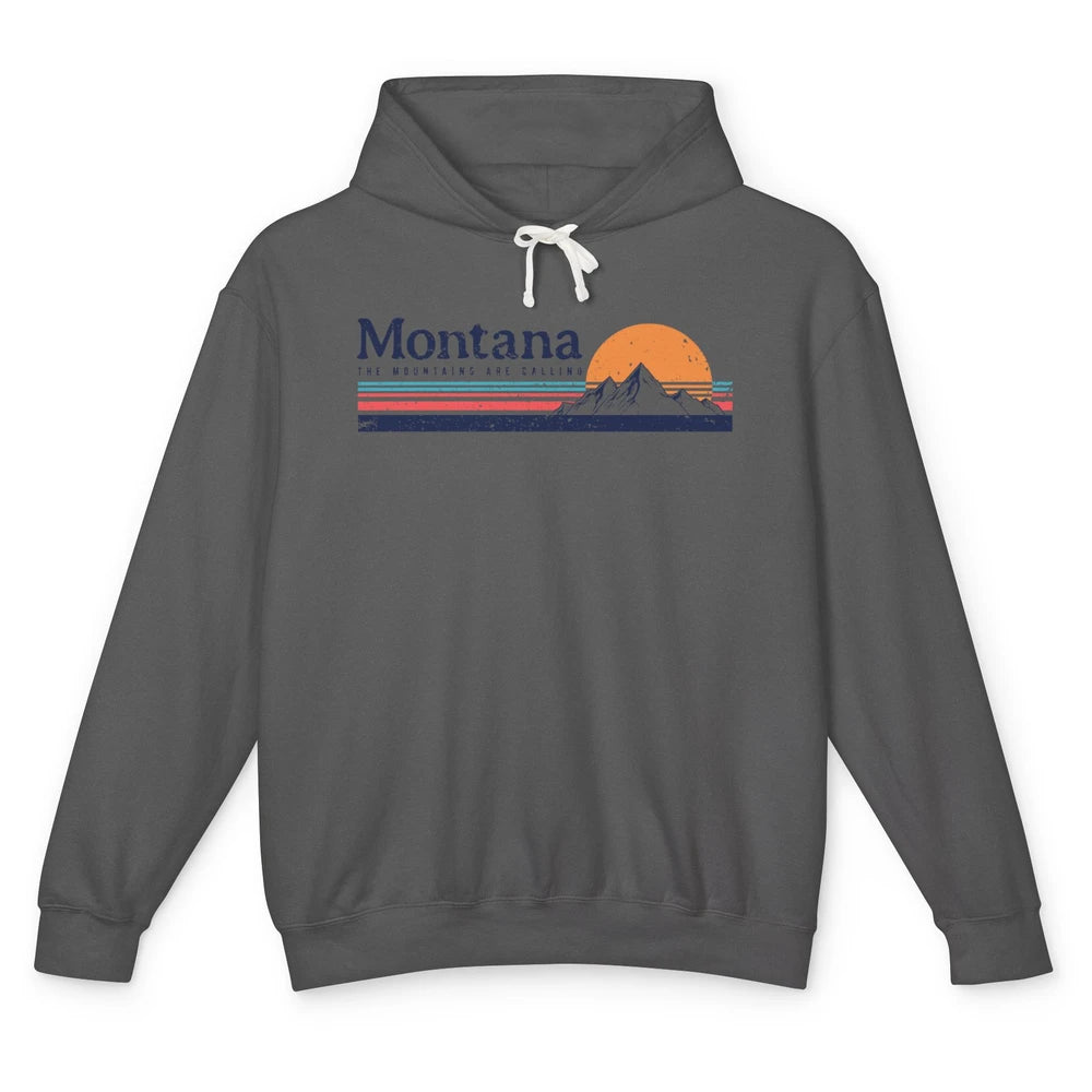 Vintage Montana Mountains Are Calling Camping Hiking Outdoor Unisex Lightweight Hoodie