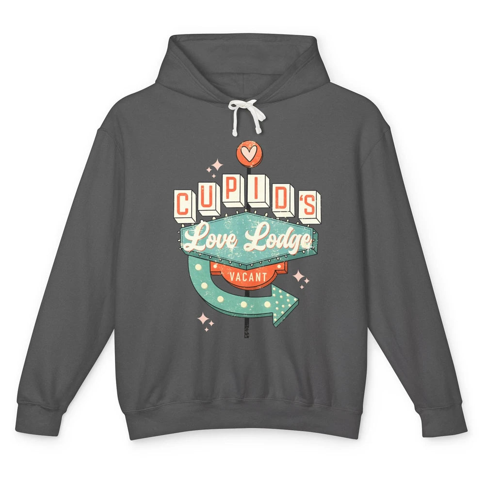 Retro Valentines Cupid's Love Lodges Funny Couples Valentine Unisex Lightweight Hoodie