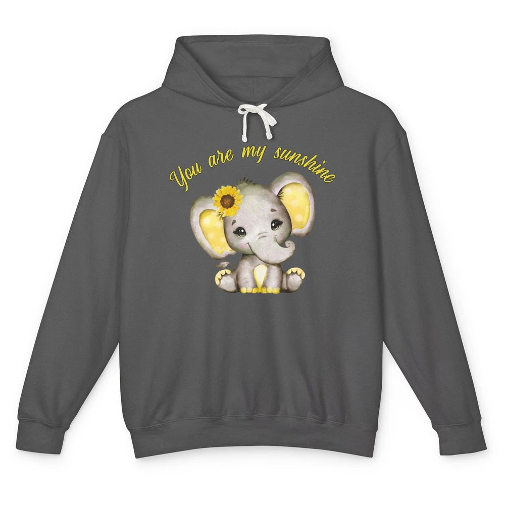 Sunflower Baby Elephant You Are My Sunshine Elephant Mom Unisex Lightweight Hoodie