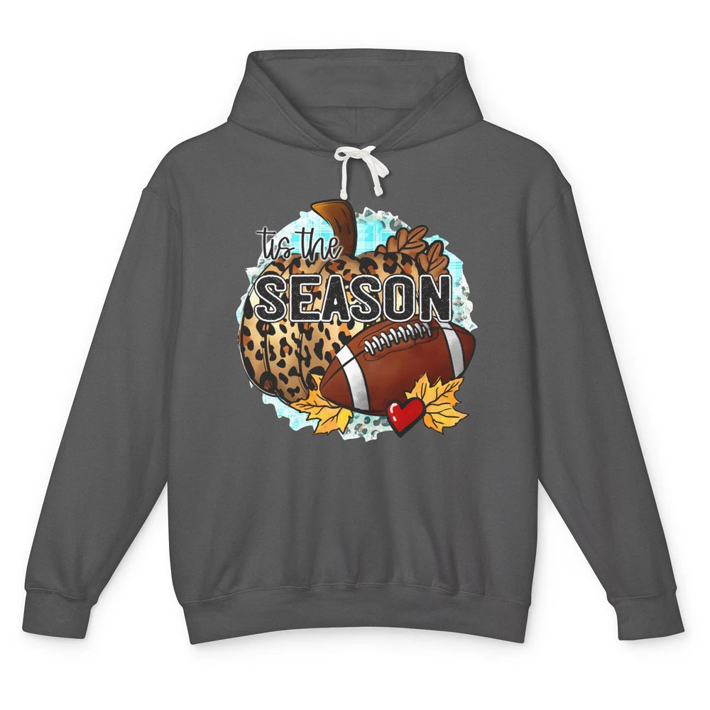 Leopard Football Pumpkin Tis The Season Fall Leaves Autumn Unisex Lightweight Hoodie