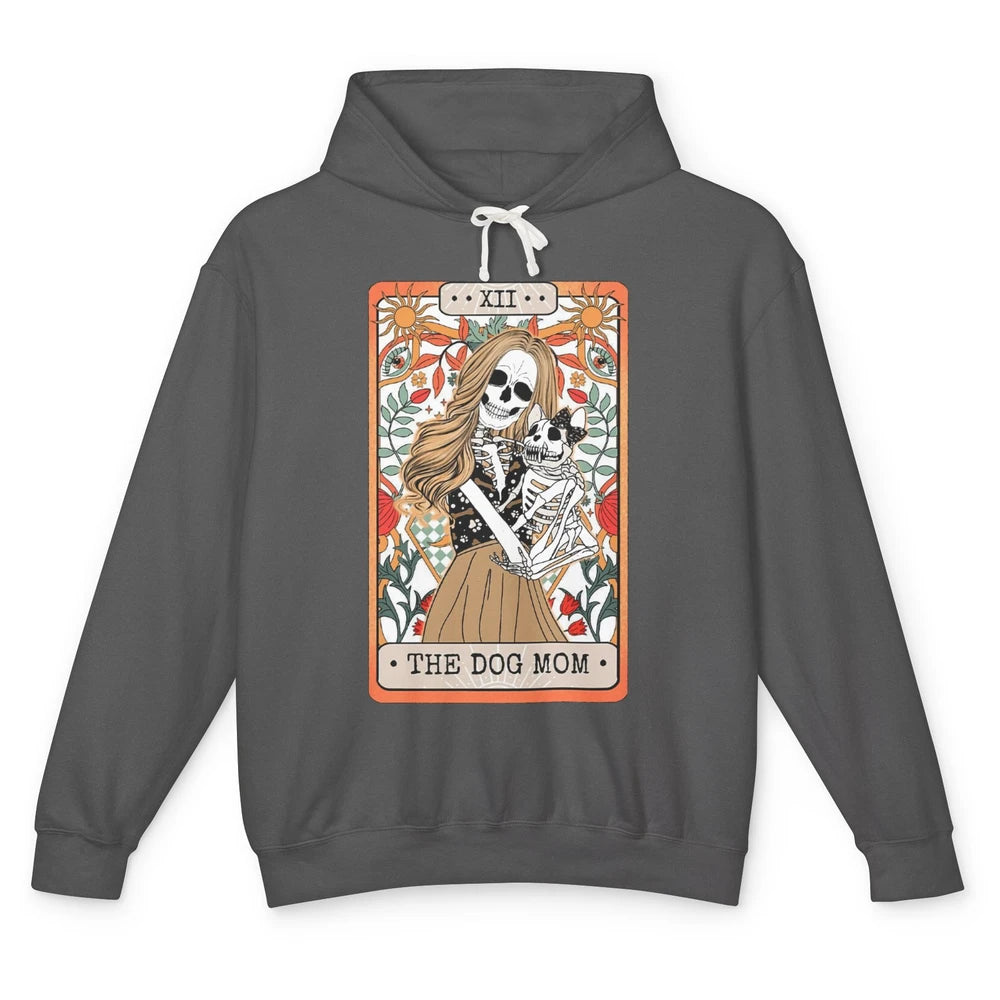 Retro Skeleton Tarot Card The Dog Mom Halloween Dog Lovers Unisex Lightweight Hoodie