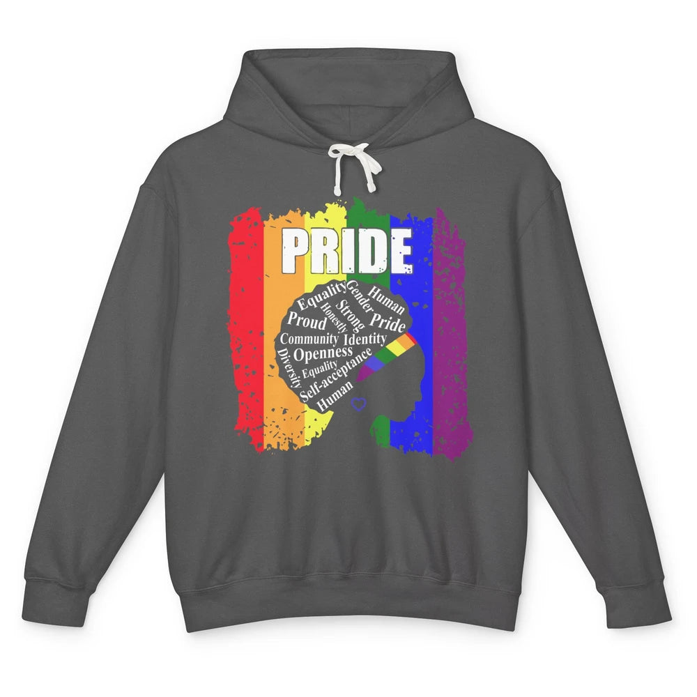 Proud Afro Girl Gay Pride Month Equality Unisex Lightweight Hoodie