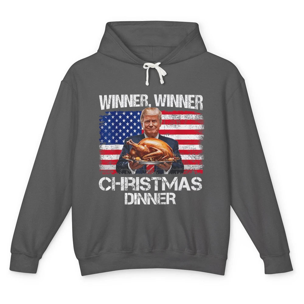 Funny Trump Winner Christmas Dinner Santa President Donald Trump Turkey Sarcastic Xmas Unisex Lightweight Hoodie