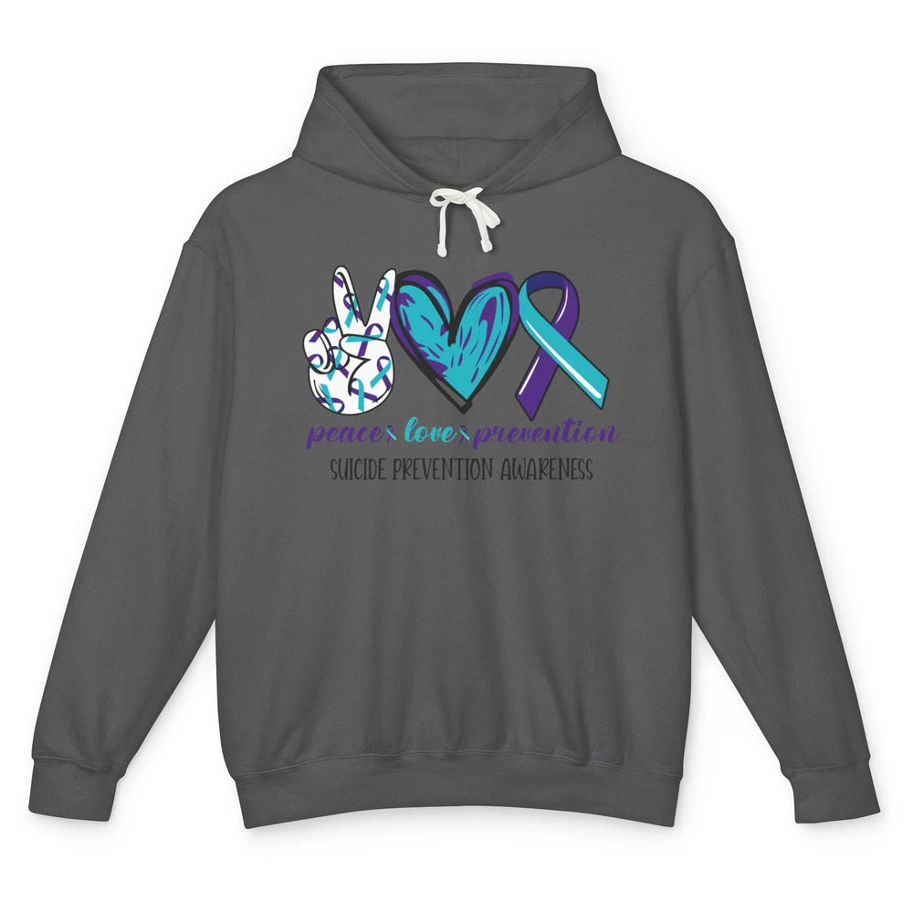 Suicide Prevention Awareness Ribbon Peace Love Prevention Unisex Lightweight Hoodie