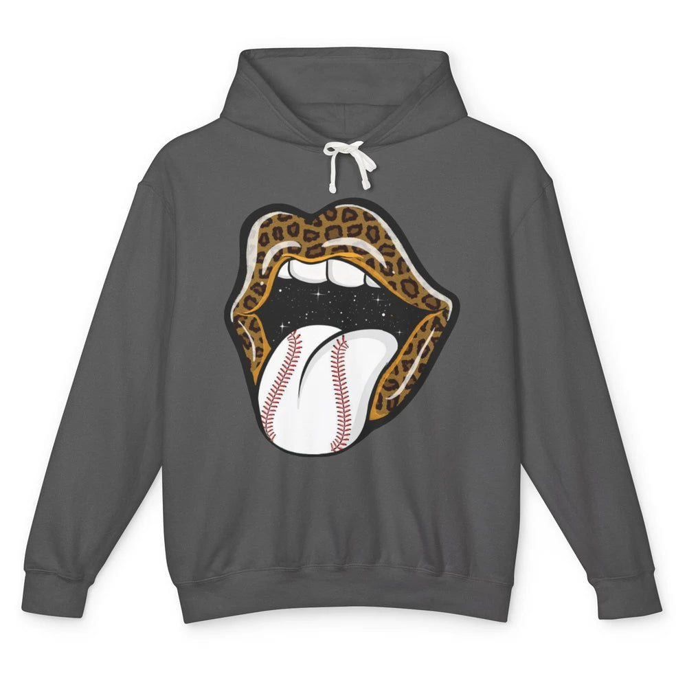 Baseball Lovers Leopard Lips Baseball Players Gift Unisex Lightweight Hoodie