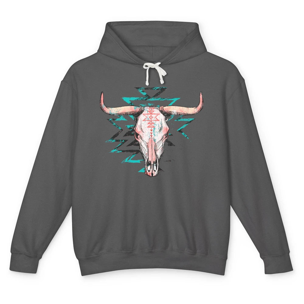 Boho Bull Skull Aztec Rodeo Desert Spirit Western Country Unisex Lightweight Hoodie