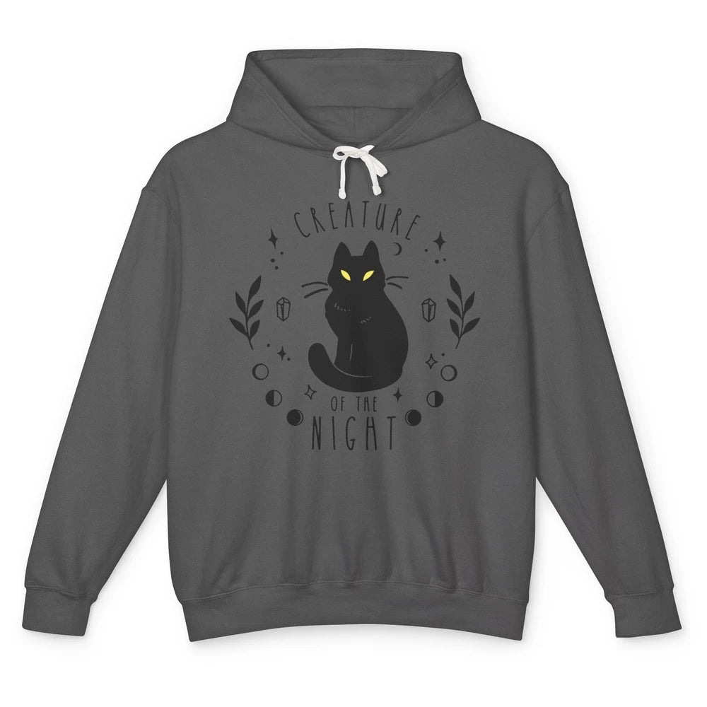 Black Cat Witch Creature Of The Night Halloween Cat Costume Unisex Lightweight Hoodie