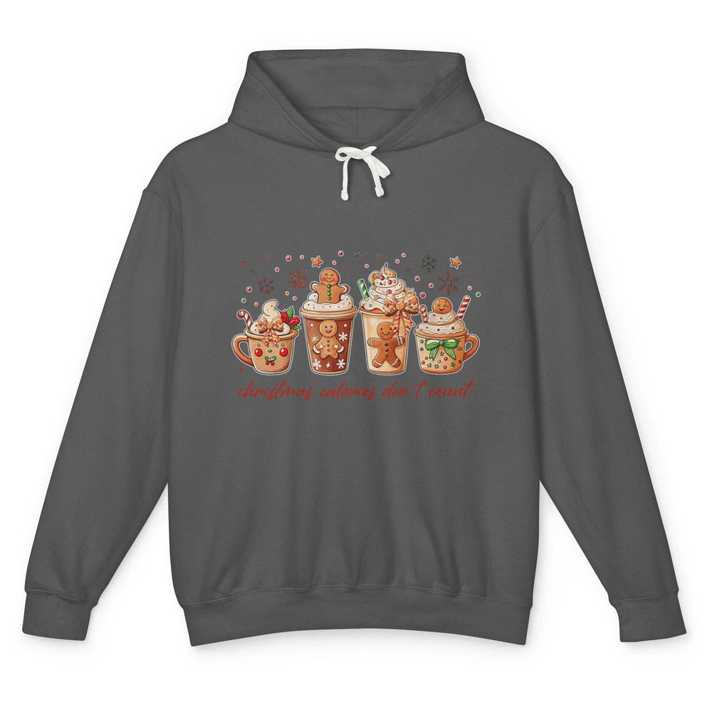 Christmas Calories Not Count Funny Gingerbread Coquette Coffee Xmas Unisex Lightweight Hoodie