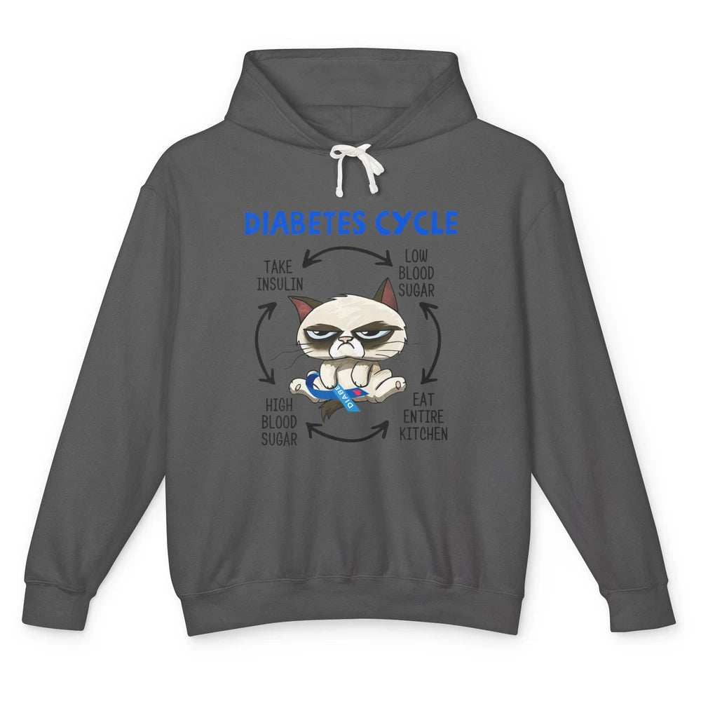 Diabetes Cycle Funny Cat Awareness Insulin Grumpy Warrior Unisex Lightweight Hoodie