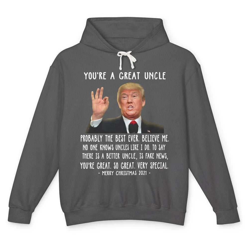 Funny Trump Speech Great Uncle Merry Christmas Uncle Gift Unisex Lightweight Hoodie