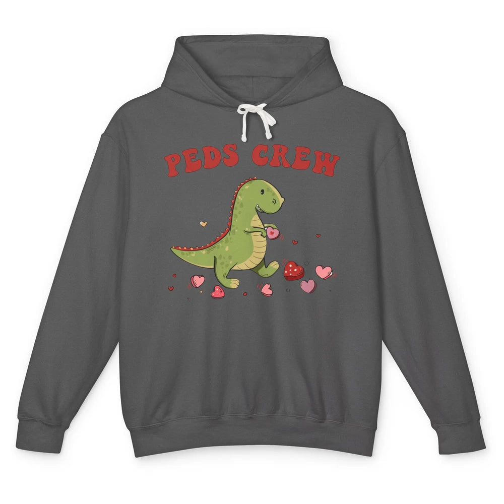 Pediatric Nurse Valentines Dinosaur Peds Crew Valentines Day Unisex Lightweight Hoodie