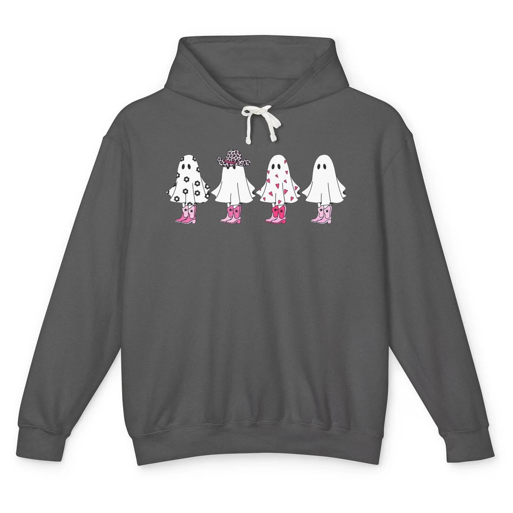 Cute Pink Cowboy Ghost Spooky Boo Daisy Western Halloween Unisex Lightweight Hoodie