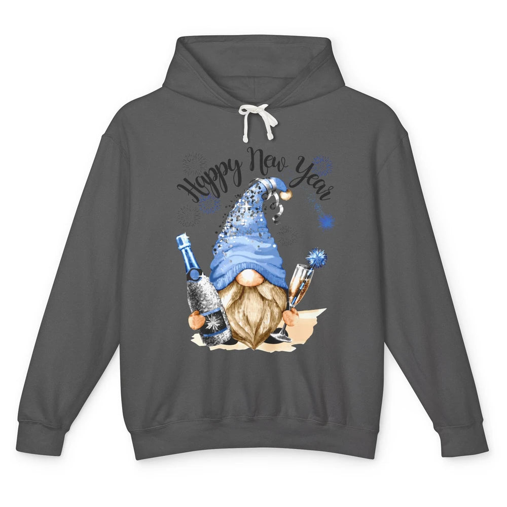 Happy New Year Gnome Champagne New Year Eve Cheer Gnomies Unisex Lightweight Hoodie