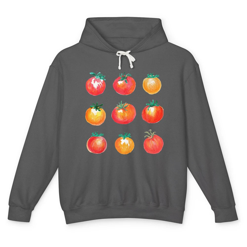 Funny Tomato Pun Hand Draw Tomatoes Watercolor Summer Foodie Unisex Lightweight Hoodie