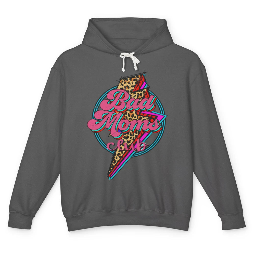 Leopard Proud Member Of Bad Moms Club Lightning Bolt Western Unisex Lightweight Hoodie