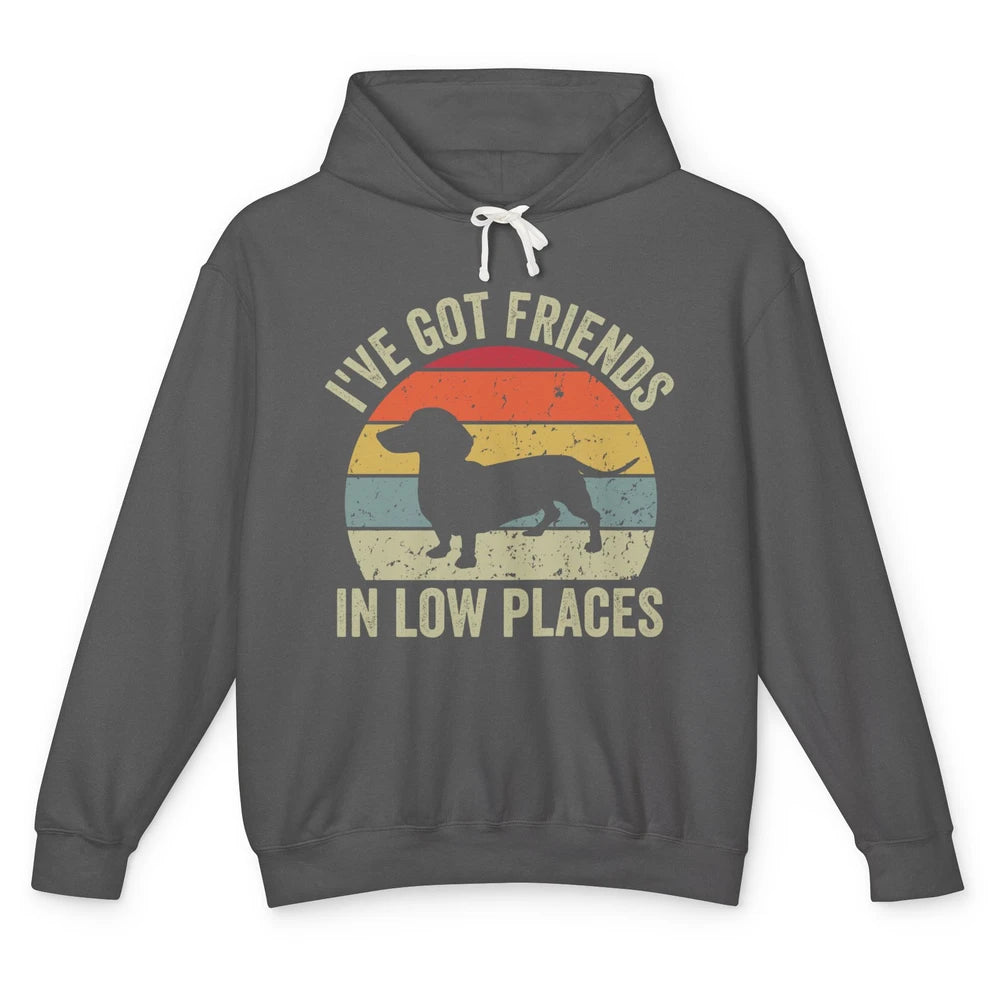 Vintage Dachshund I've Got Friends In Low Places Wiener Mom Unisex Lightweight Hoodie