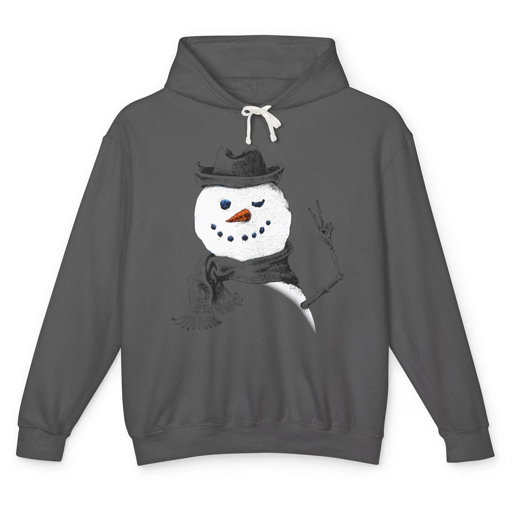 Snowman Peace Sign Christmas Snow Frosty Winter Xmas Gift Unisex Lightweight Hoodie