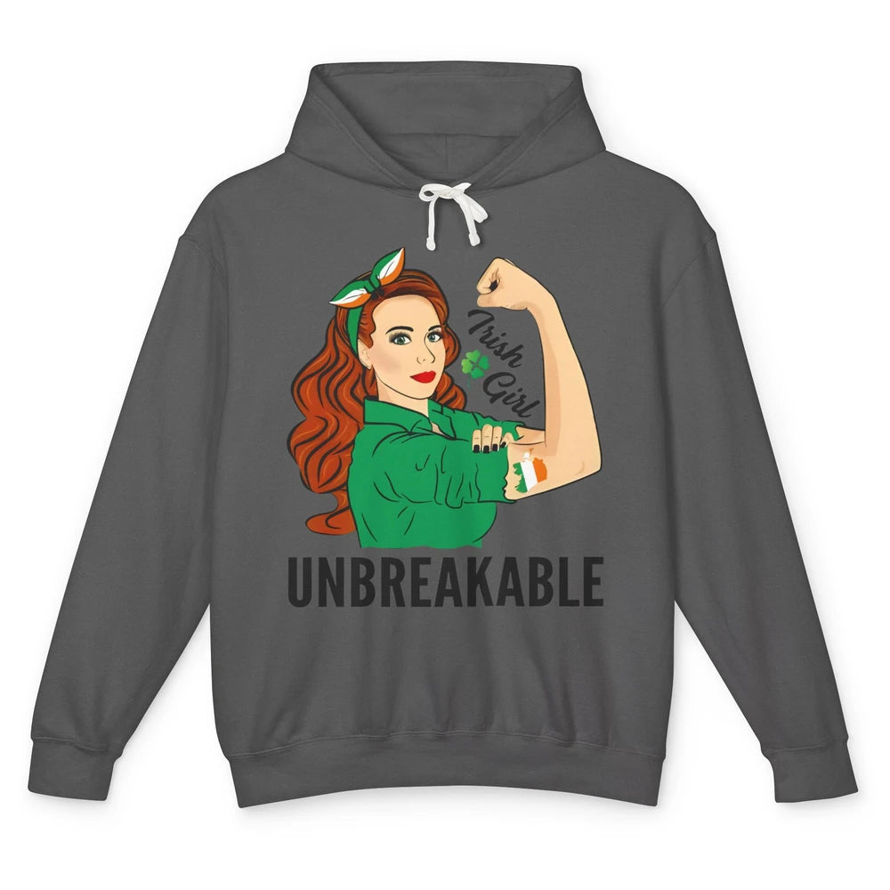 Irish Girl Unbreakable St Patricks Day I'm Irish Lucky Girl Unisex Lightweight Hoodie