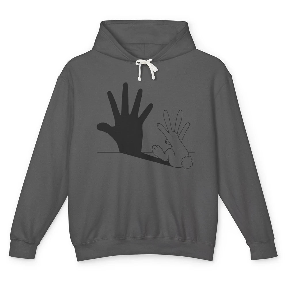 Rabbit Hand Shadow Funny Life Jokes Funny Rabbit Bunny Lover Unisex Lightweight Hoodie