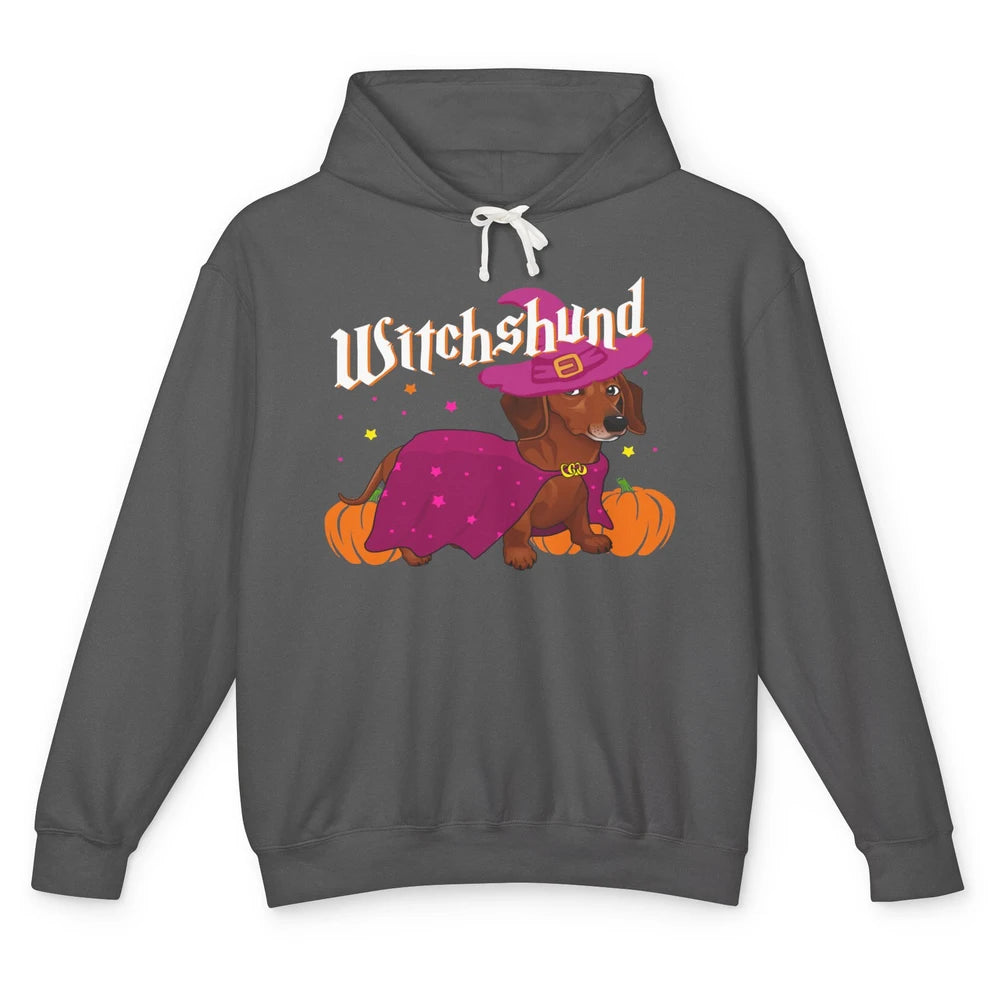 Dachshund Dog Witch Boo Moon Pumpkin Halloween Spooky Season Unisex Lightweight Hoodie