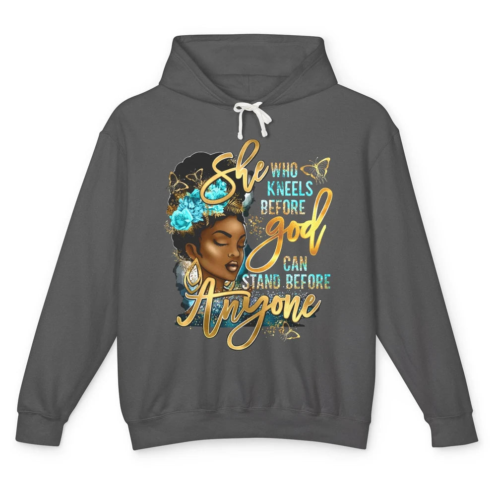 Black Girl She Who Kneels Before God Christian Afro Women Unisex Lightweight Hoodie